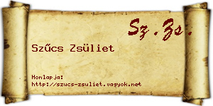 Szűcs Zsüliet névjegykártya